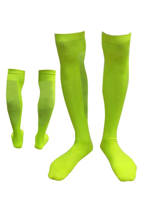 Vee Unisex Profesyonel Fileli Futbol Çorabı Neon Sarı