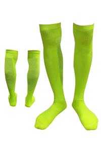 Vee Unisex Profesyonel Fileli Futbol Çorabı Neon Sarı