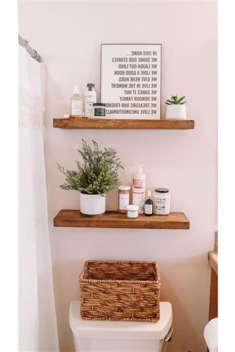 NilaHome Ahşap Dekoratif 2'li, Uçan Gizli Duvar Monte Aksesuar Rafı