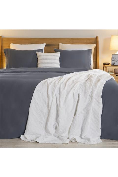 Chakra Mabelle Ekstra Çift Kişilik Yatak Örtüsü 280x260 Cm Beyaz