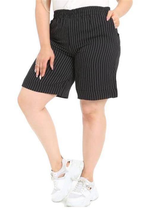 Hanezza Büyük Beden Beli Lastikli Çizgili Şort