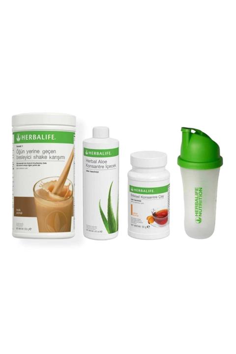 Herbalife Başlangıç Seti 1 Fındık Shake 1 Aloe Konsantre Içecek 1 Şeftali Çay 50 gr Shaker