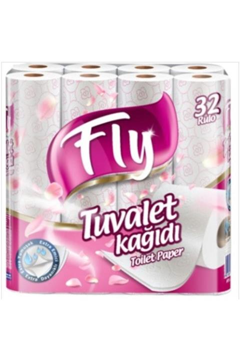 Fly Pembe Desenli Çift Katlı Tuvalet Kağıdı 32 Rulo