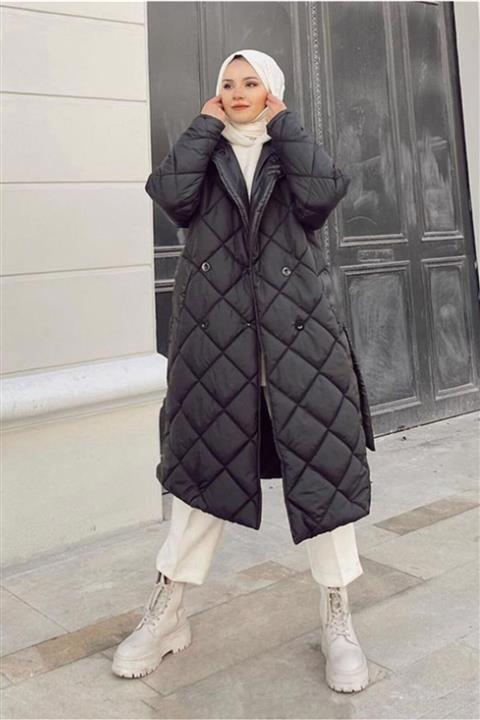 TRENDTESETTÜR Beli Bağlamalı Kapitone Şişme Mont 1115