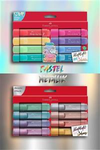 Faber Castell 8 Metalik 8 Pastel Fosforlu Kalem Seti (KUTULU)