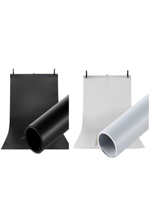 Hdg Profesyonel Stüdyo Plastik Fotoğraf Fonu 2'li 70x100 cm Beyaz + Siyah