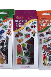 DIYTOY 3'lü Manyetik Set Hayvanlar Meyveler Taşıtlar