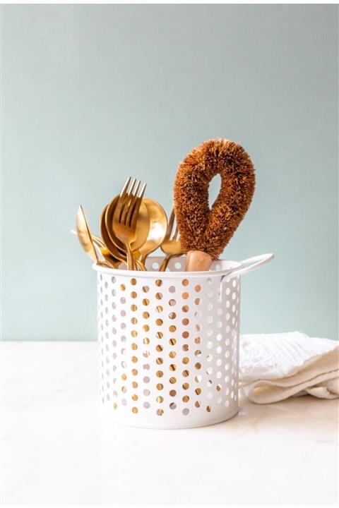 NRGS Beyaz Kulplu Metal Fırın Boyalı Kaliteli Kaşıklık