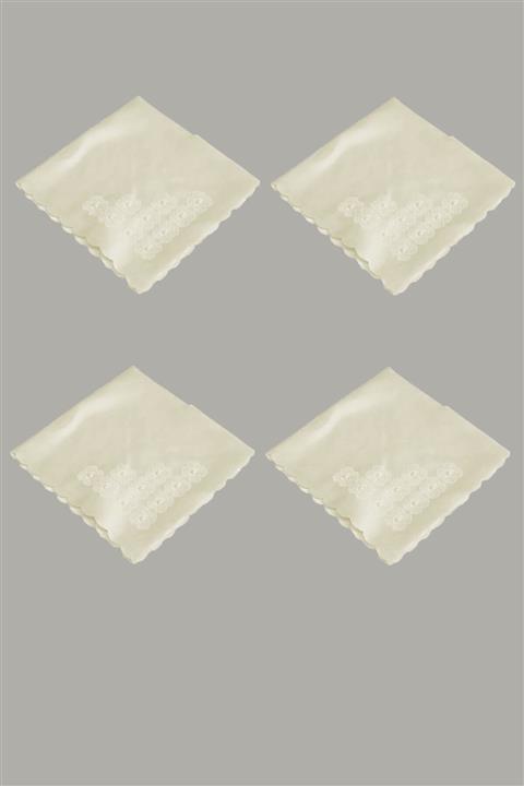 Çeyizci Iğne Oyası 4lü Saten Bohça - Krem