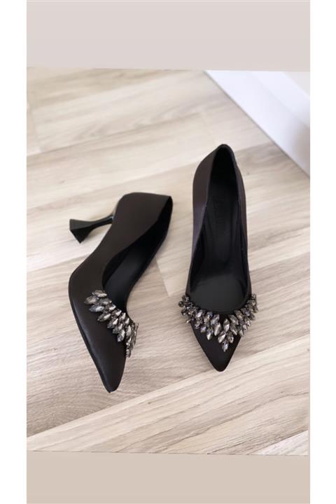 LADİESHOE Siyah Taşlı Stiletto