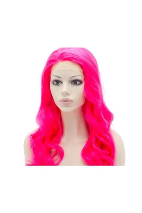 tahtakaletoptan Fuşya Renk Dalgalı Uzun Parti Peruğu