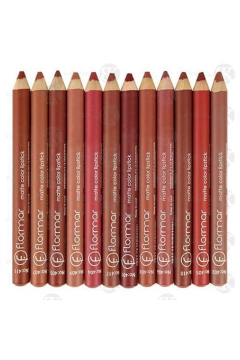 Mardinal Flormar Matte Color Lipstick Jumbo Kalem Ruj Waterproof 12 Li Set