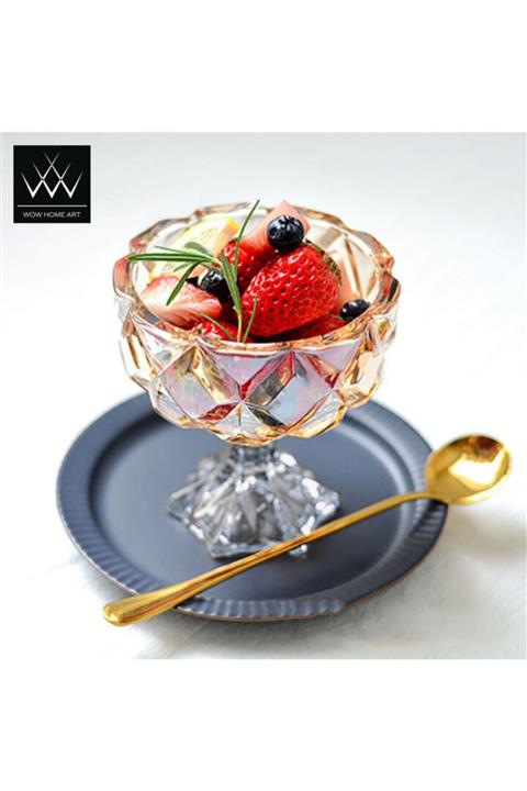 Wow Home Art - 6 Adet Cam Ayaklı Kase Bal Lüster - Dondurmalık , Şekerlik , Sunumluk
