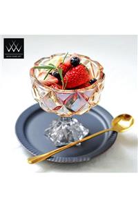 Wow Home Art - 6 Adet Cam Ayaklı Kase Bal Lüster - Dondurmalık , Şekerlik , Sunumluk