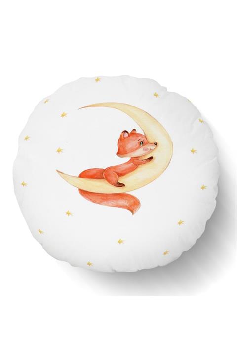 Osso Halı Osso Ay Yıldızlar Tilkili Desenli Uyku Arkadaşı Çocuk Yuvarlak Dolgulu Kırlent Yastık