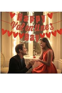 Partifabrik Sevgiliye Özel Happy Valentines Day Yazı Süs+ Kalp Banner