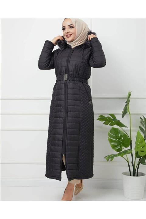 Sultan Tesettür Kapşonlu Kapitone Mont