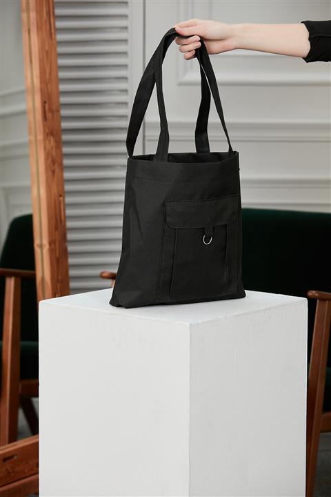 atmosphere Önü Cepli Siyah Omuz Çantası 35*35 Cm