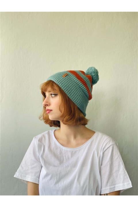 Retrobird Ponponlu Unisex Çizgili Bere