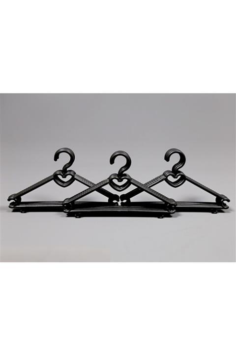 sepetinburda Siyah Kalp Bebek Elbise Kıyafet Askısı 12 Adet