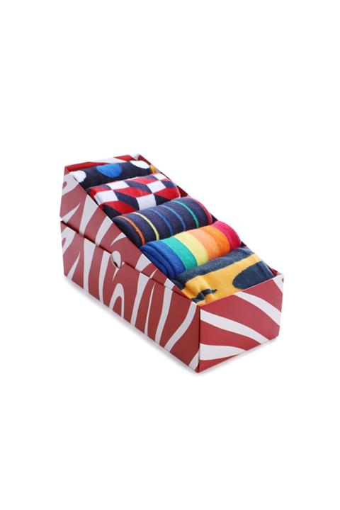 Bi Kutu Çorap Karışık Desen 5 Li Soket Çorap