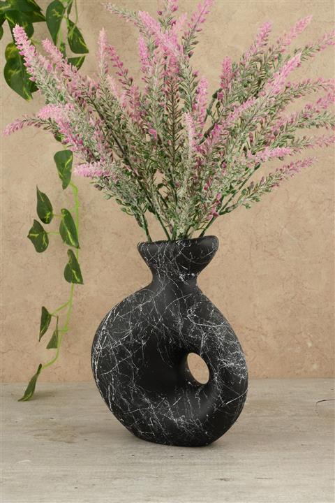 YSCPDesign Biblo Vase Mermer Desenli Vazo Yükseklik:16 Cm