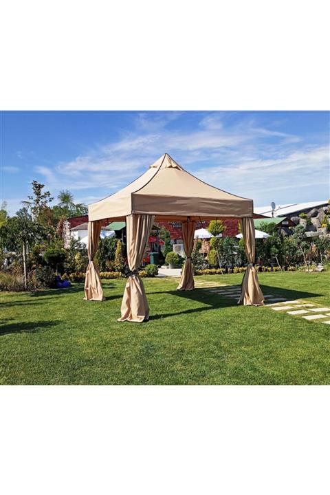 Progarden Çardak 3x3 Kamelya Gölgelik Bahçe Çadırı Gazebo Hareketli Perdeli