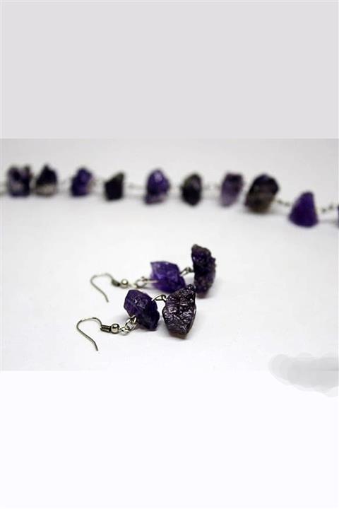 Yasamtohumu Ametist Ham Taş Küpe