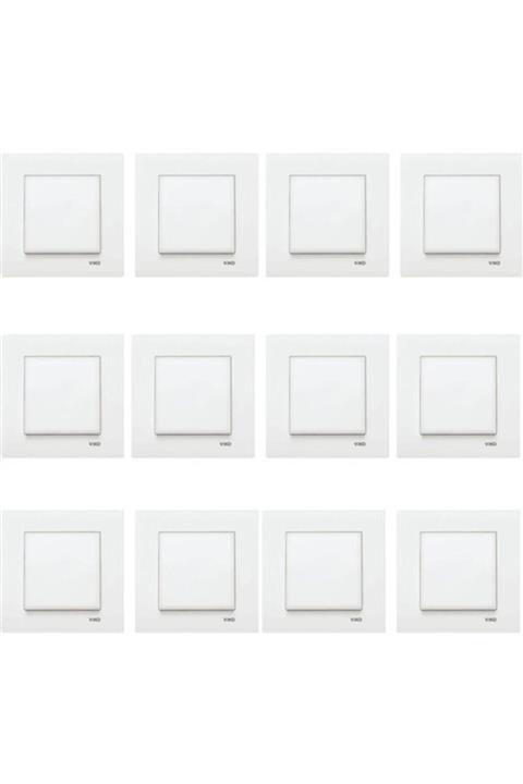 VİKO Karre Anahtar Beyaz Renk 12 Li Adet Çerçeveli Ürün