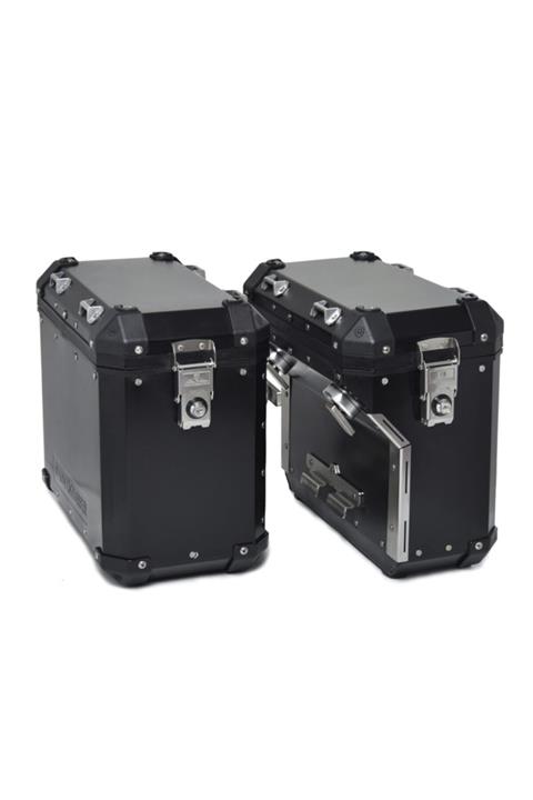 ADVENTURER Alüminyum Yan Çanta Seti Eksoz Sistemli Siyah