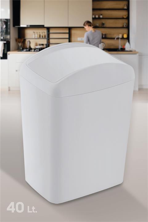 Doreline Soft Plastik Çöp Kovası 40 Lt. Beyaz Döner Kapak