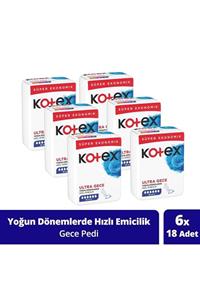 Kotex Ultra Quadro 18 'li Gece - 6 Lı Paket