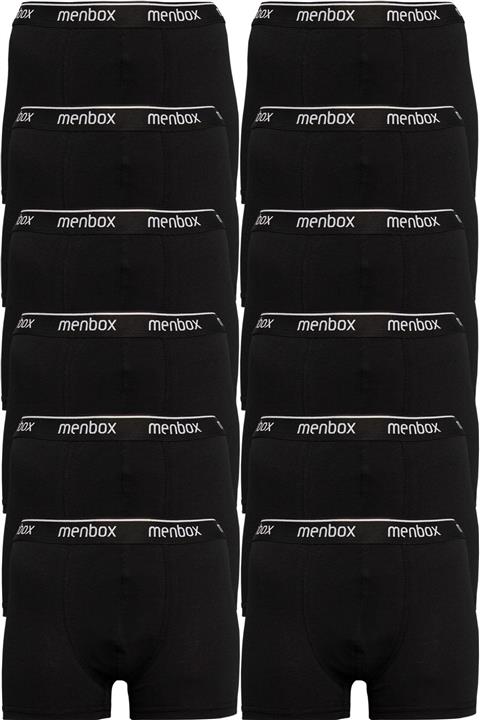 MENBOX Erkek Siyah Likralı Klasik Boxer 12'li