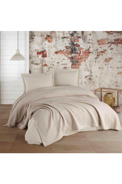 Kristal Çift Kişilik Pamuk Pike Takımı Bej