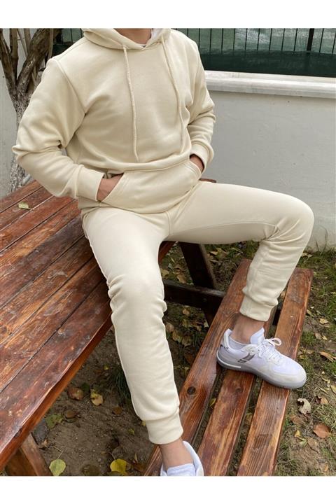 YAKAMEL Unisex Krem Şardonlu Eşofman Takımı