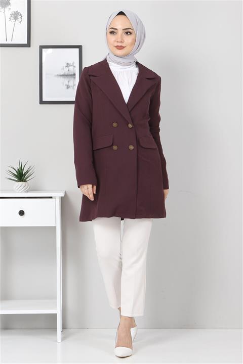 Tesettür Dünyası Blazer Ceket Tsd10747 Mürdüm