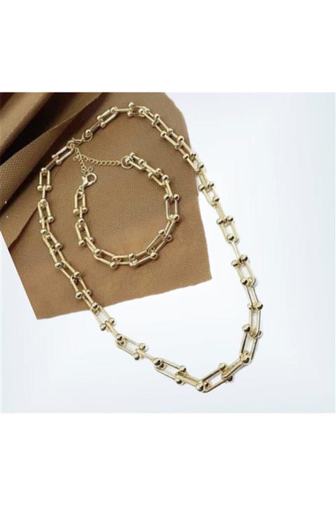 Tiffany Kolye Ve Bileklik Seti Gold