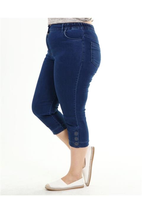 HaiModa Kadın Büyük Beden Bel Lastikli Anne Kot Kapri