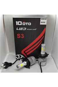 10oto H4 Led Xenon 3 Yönlü Beyaz 9000 Lümen 8000k Şimşek Etkili