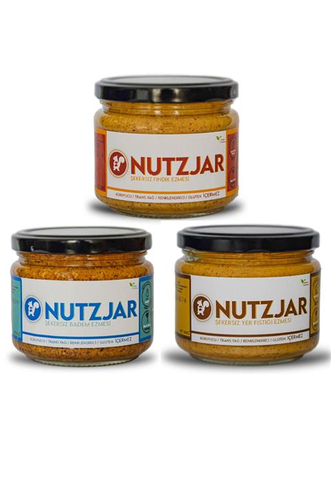Nutzjar Parçacıklı Şekersiz (badem, Fındık, Yer Fıstığı) Tanışma Fit Paketi 3*300g