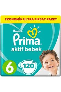 Prima Bebek Bezi Aktif Bebek 6 Beden 120 Adet Ekonomik Ultra Fırsat Paketi