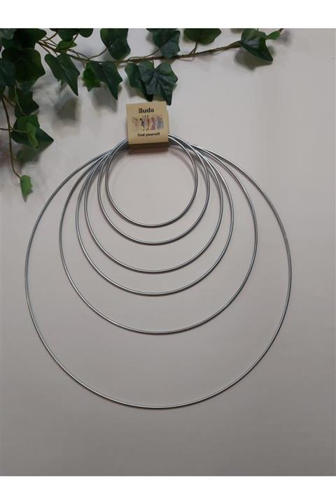 Enludo Metal Makrome Çember 6lı Sıralı Set Galvanizli Kasnak Halka Düş Kapanı