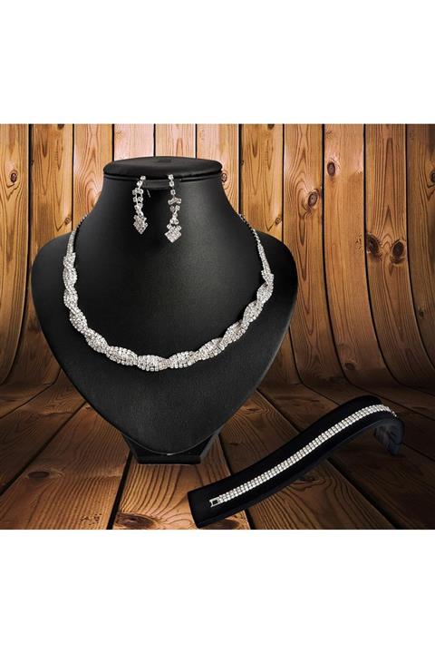 Forentina Gümüş Kaplama  Paris Tasarım Zümrüt Modeli Set PS0089