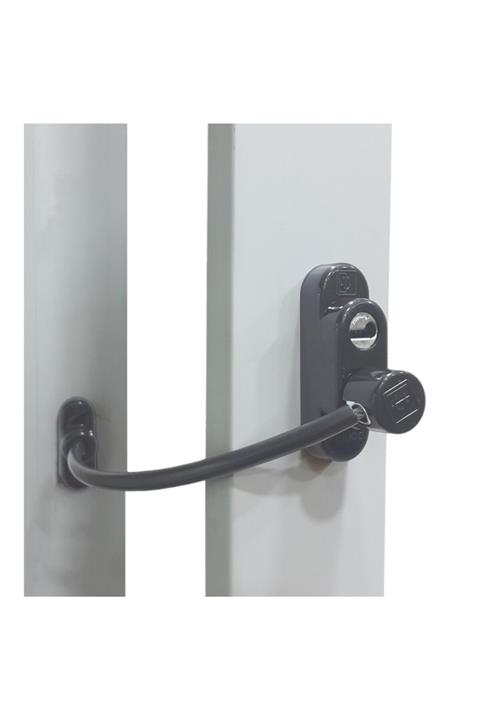 EYM 5 Adet Penkid Çelik Halatlı Kablolu Pvc Pencere Çocuk Emniyet Kilidi Antrasit