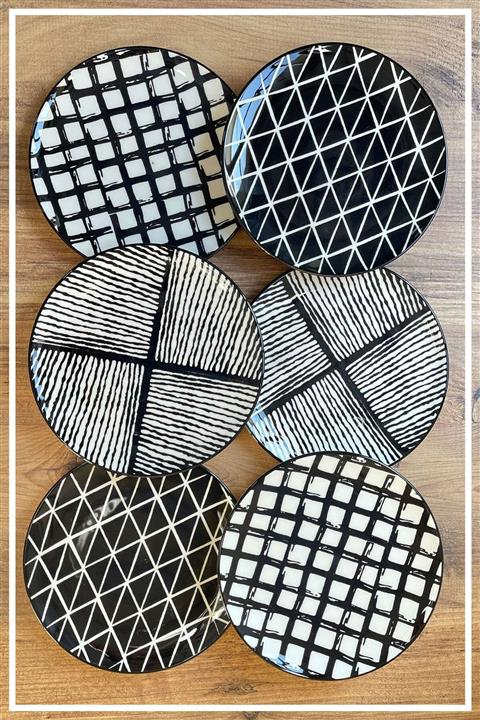 HAZARPAZAR El Yapımı 6 Lı Seramik Pasta Servis Seti