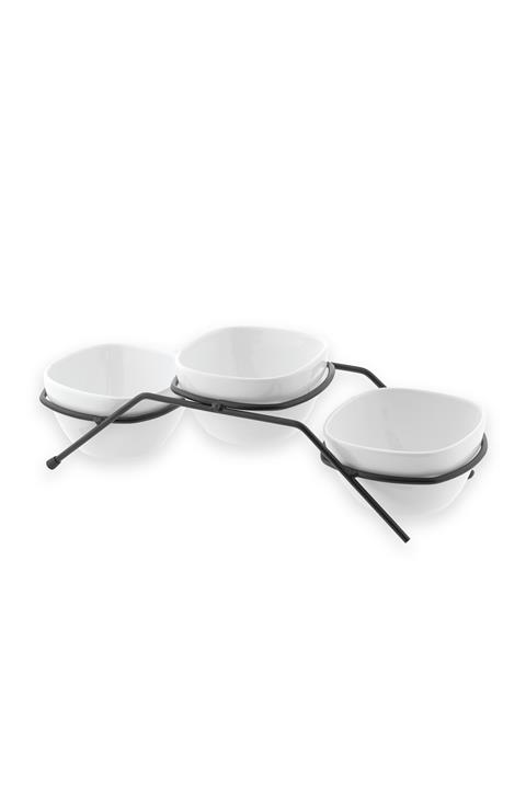 Doreline Alambre 3'lü Porselen Çerez Salata Meyve Kahvaltılık Katlı Sunum Standı