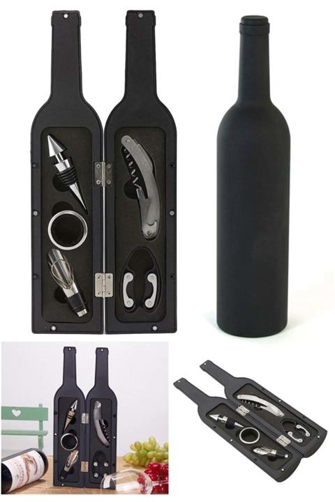 Binbirreyon Şarap Açacak Turbişon Seti 6 Parça Şişe Şekilli Şarap Açacak Seti Ra027