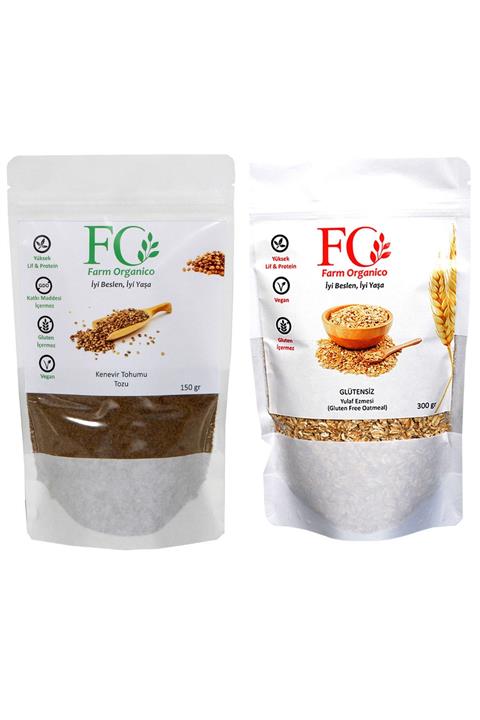 Farm Organico Glutensiz Yulaf Ezmesi 300gr + Kenevir Tohumu Tozu 150gr