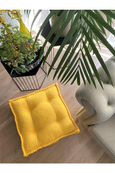 Pamuk Atölyesi Sarı Bisküvi Yer Minderi - Palet Minder