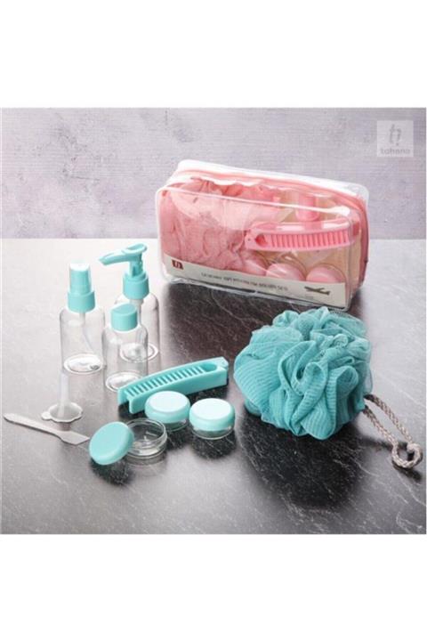 Tohana Şeffaf Taşıma Çantalı 11 Parça Seyahat Tipi Kozmetik Dolum Seti